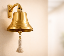 Gold cancer awareness bell symbolizing resilience and hope during a difficult life transition